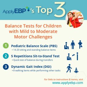 Apply EBP Top 3 Infographic - Tests for Balance - Mild to Moderate Motor Challenges
