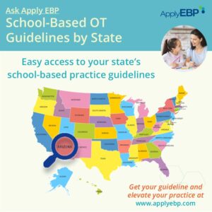 Ask Apply EBP - School-based OT Practice Guidelines State Map Infographic